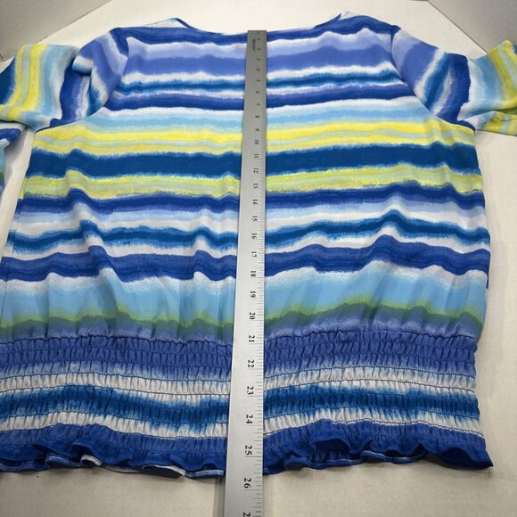 New Directions Women's Size XL Long Sleeve Top Blue Striped Preowned - Picture 12 of 12
